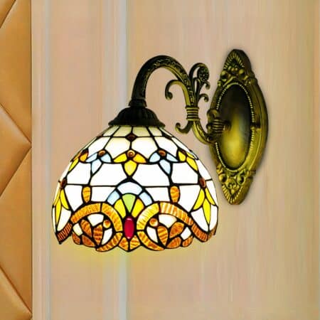 Tiffany-style wall sconce for pleasant room lighting.