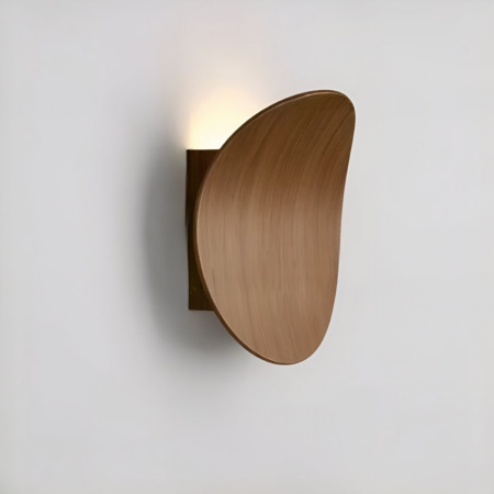 round concave wood wall light walnut
