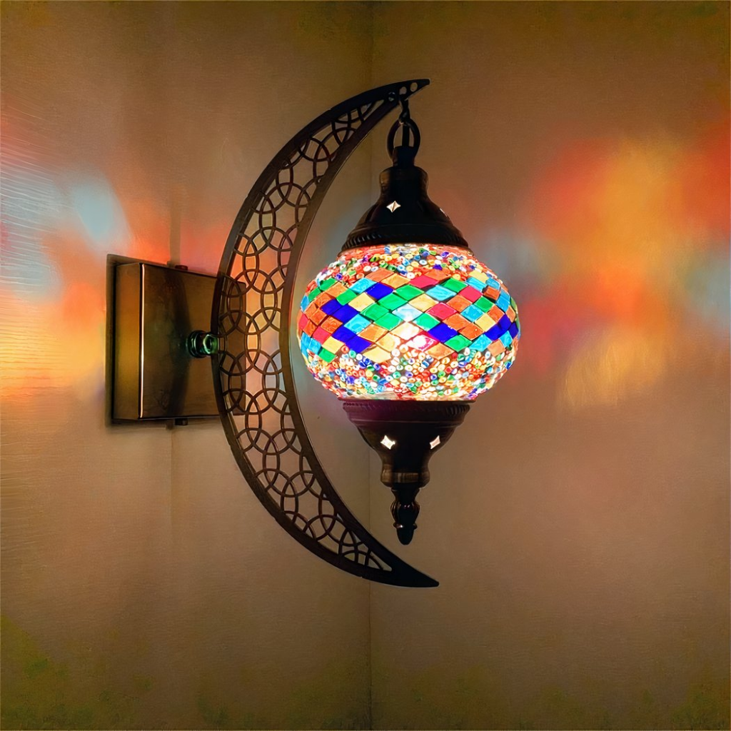 An oriental-style wall-mounted moon lamp
