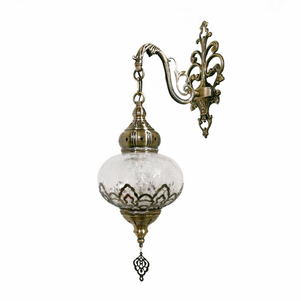 Vintage oriental wall lamp on white background
